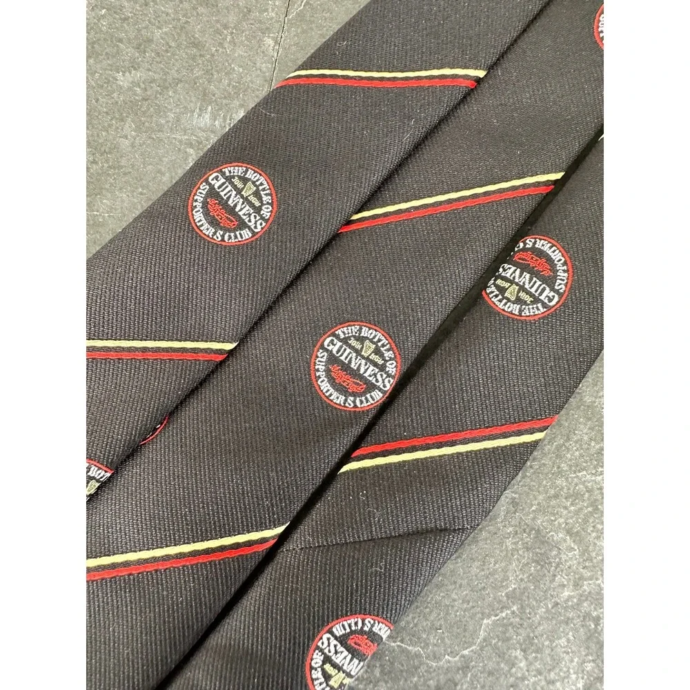 Vintage Guinness Tootal Beer Logo necktie black polyester novelty short